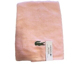 Lacoste ~ Champaign Pink Bath Towel 100% Cotton 30" x 52" Big Crocodile Logo (A)